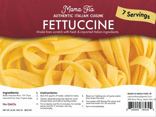 Fettuccine 16 oz. Frozen.
