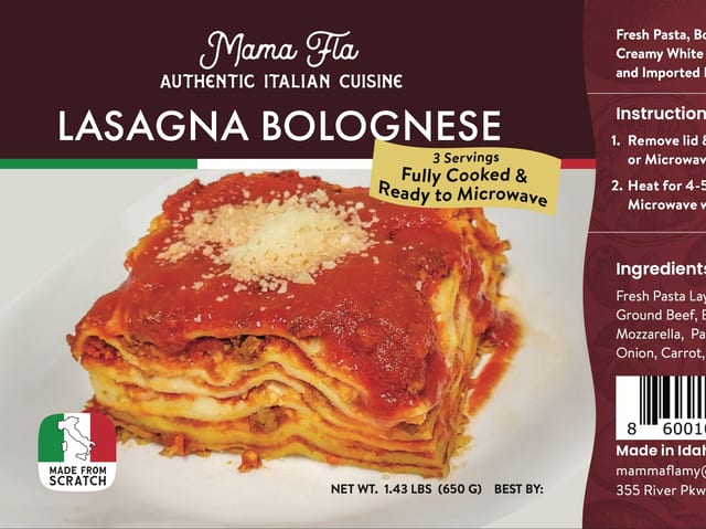 Lasagna Bolognese Frozen.