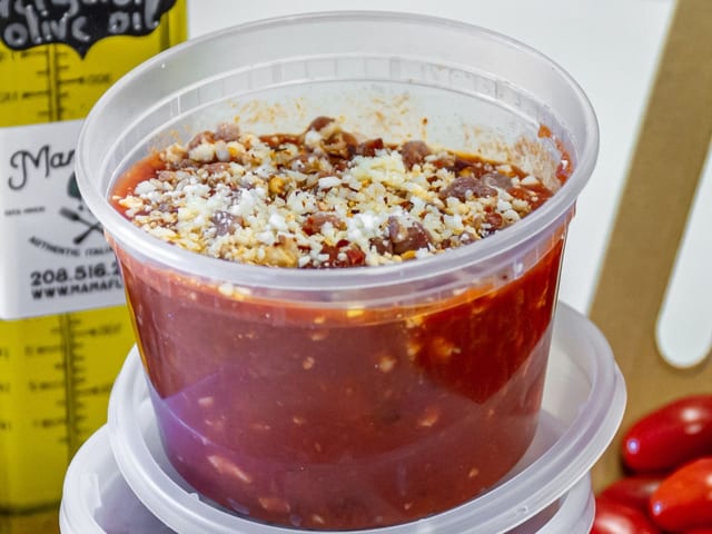 Amatriciana (Tomato & Bacon) Sauce 16 oz. Frozen.