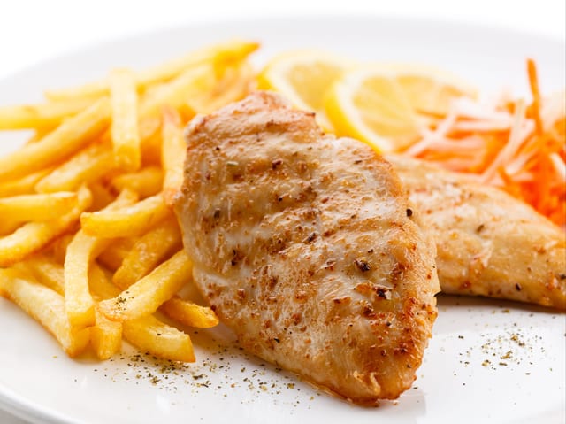 Grilled Chicken with Fries.