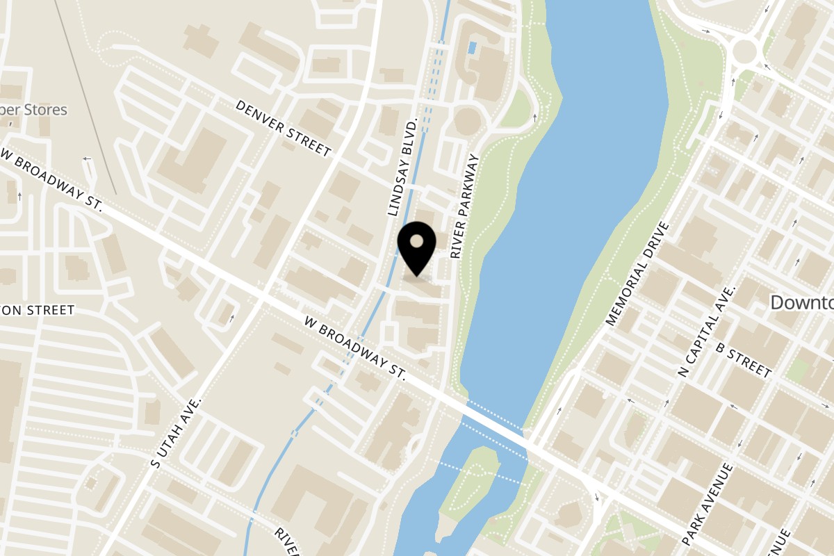 Map showing the location of Mama Fla Authentic Italian Cuisine on 385 River Pkwy in Idaho Falls